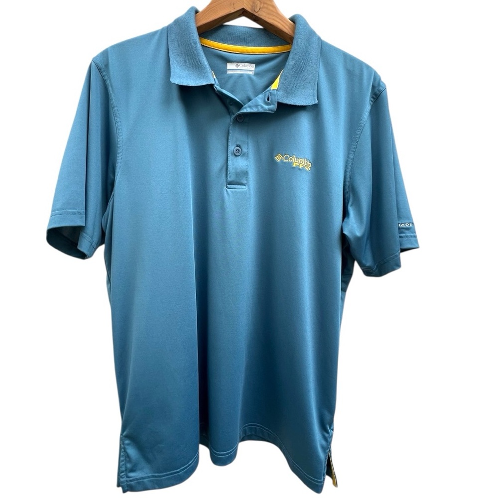 Columbia PFG Polo‎ Shirt Size Medium Blue Collared Performance Stretch FM6138